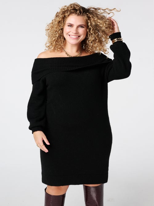 MS MODE Robe Robe tricotée à épaules dénudées - Kiabi