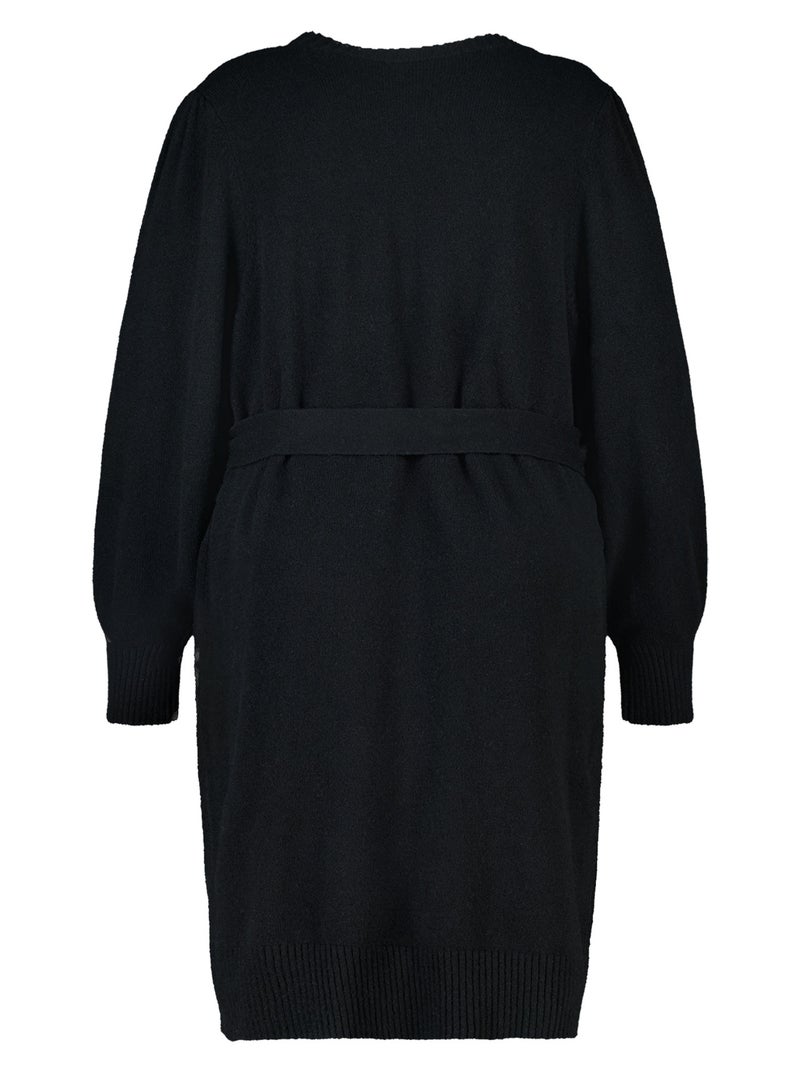 Mit Ms Robe MS MODE Robe Robe tricotée avec ceinture - Noir - Grandes tailles ...