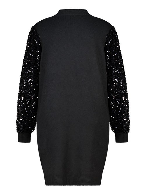 MS MODE Robe Tunique en maille avec manches à sequins - Kiabi