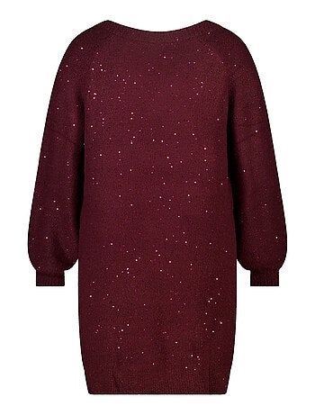 MS MODE Robe Tunique en maille avec paillettes et fil brillant