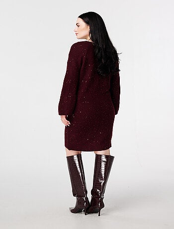 MS MODE Robe Tunique en maille avec paillettes et fil brillant