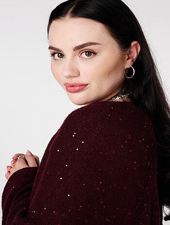 MS MODE Robe Tunique en maille avec paillettes et fil brillant