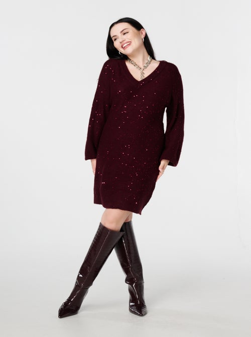 MS MODE Robe Tunique en maille avec paillettes et fil brillant - Kiabi