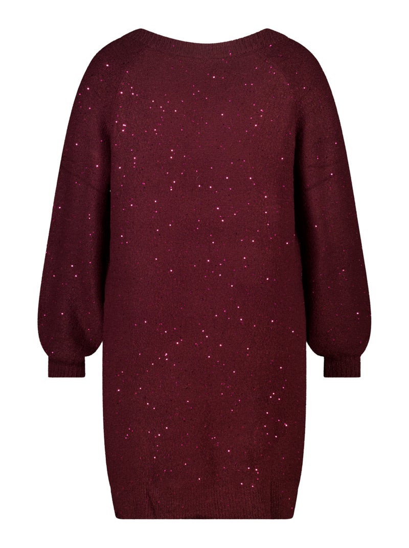 MS MODE Robe Tunique en maille avec paillettes et fil brillant Bordeaux - Kiabi