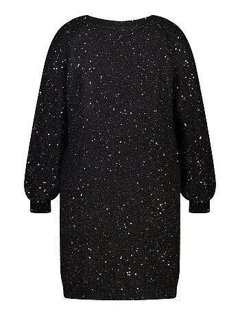 MS MODE Robe Tunique en maille avec paillettes et fil brillant