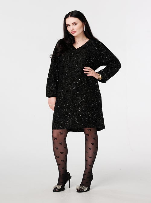 MS MODE Robe Tunique en maille avec paillettes et fil brillant - Kiabi