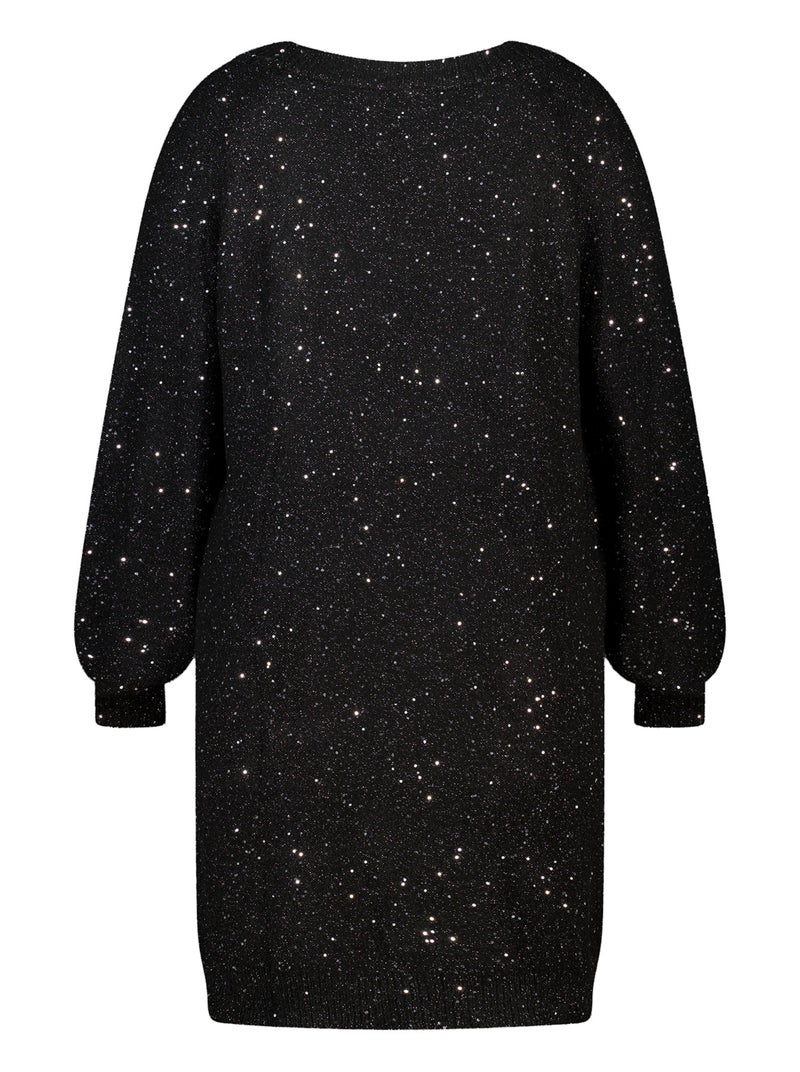 MS MODE Robe Tunique en maille avec paillettes et fil brillant Noir - Kiabi