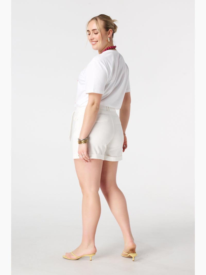 Ms mode short en denim avec ceinture Blanc - Kiabi