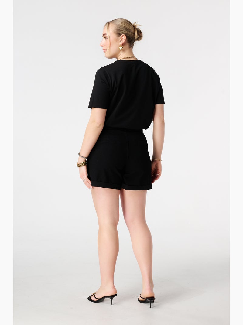 Ms mode short en denim avec ceinture Noir - Kiabi