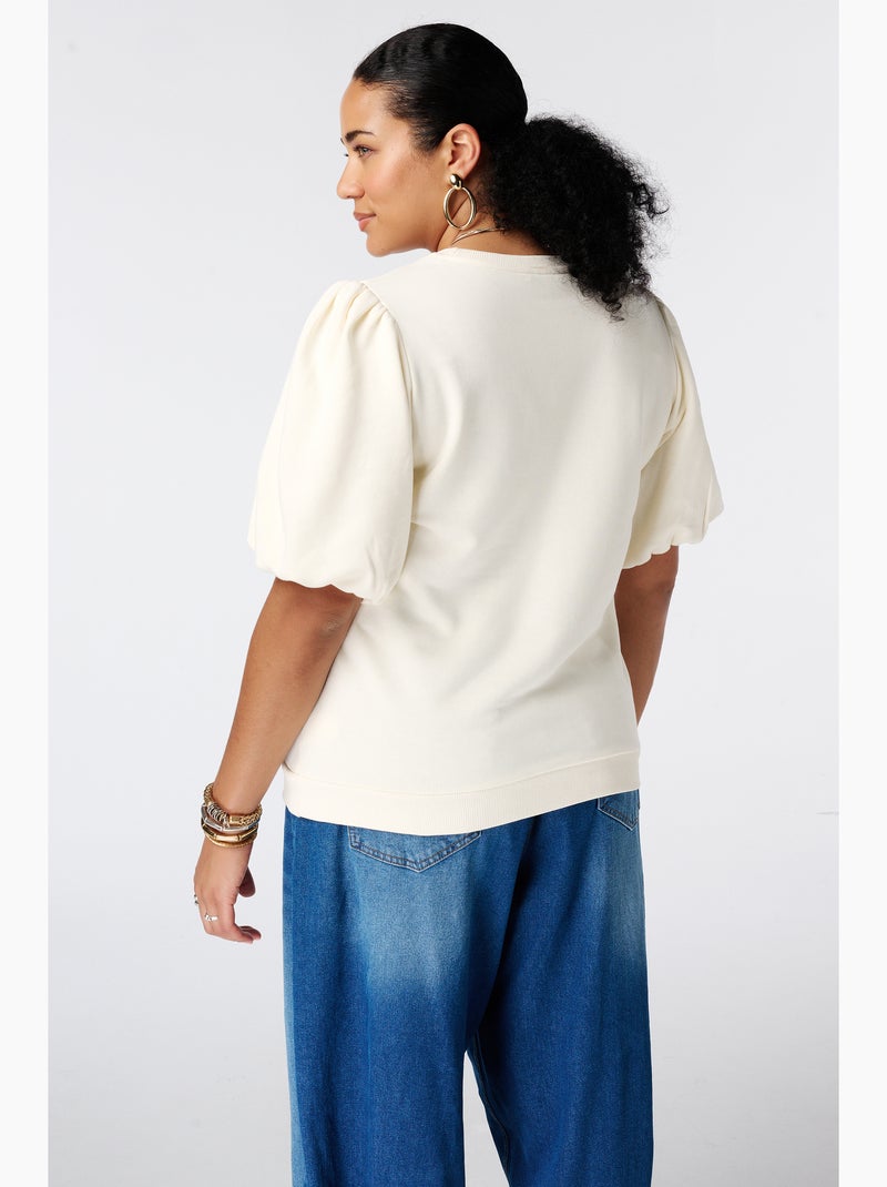 Ms mode sweat à manches bouffantes courtes Blanc - Kiabi