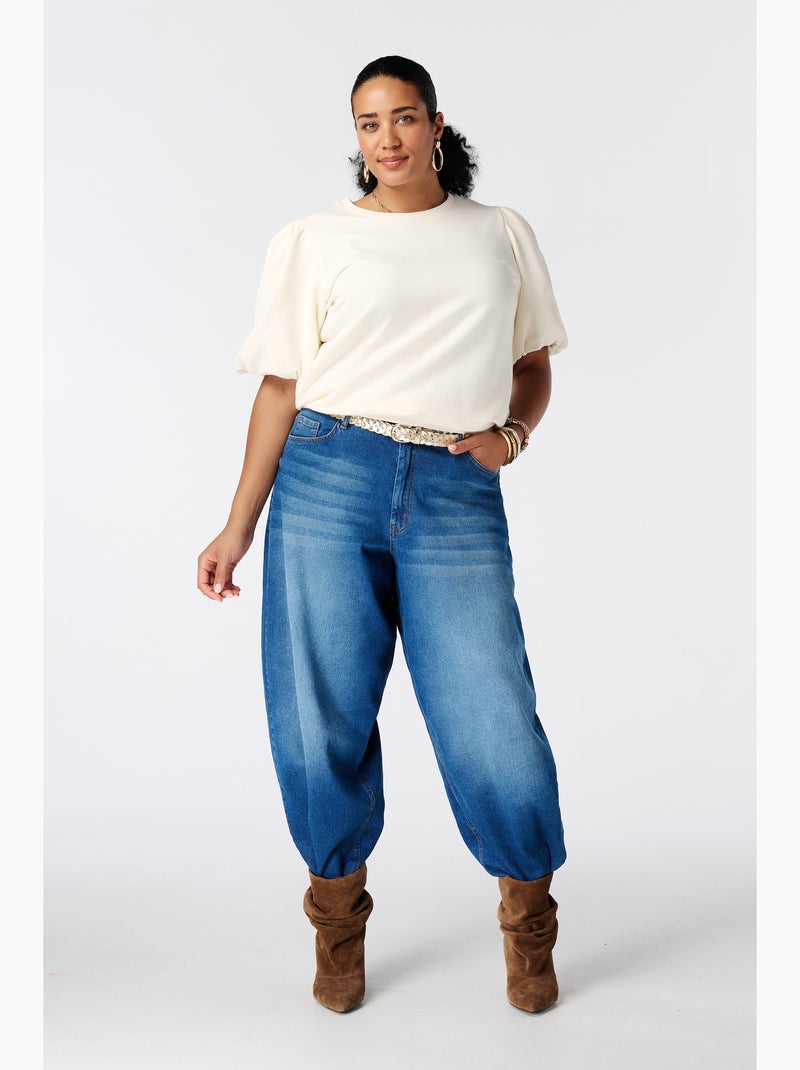 Ms mode sweat à manches bouffantes courtes Blanc - Kiabi