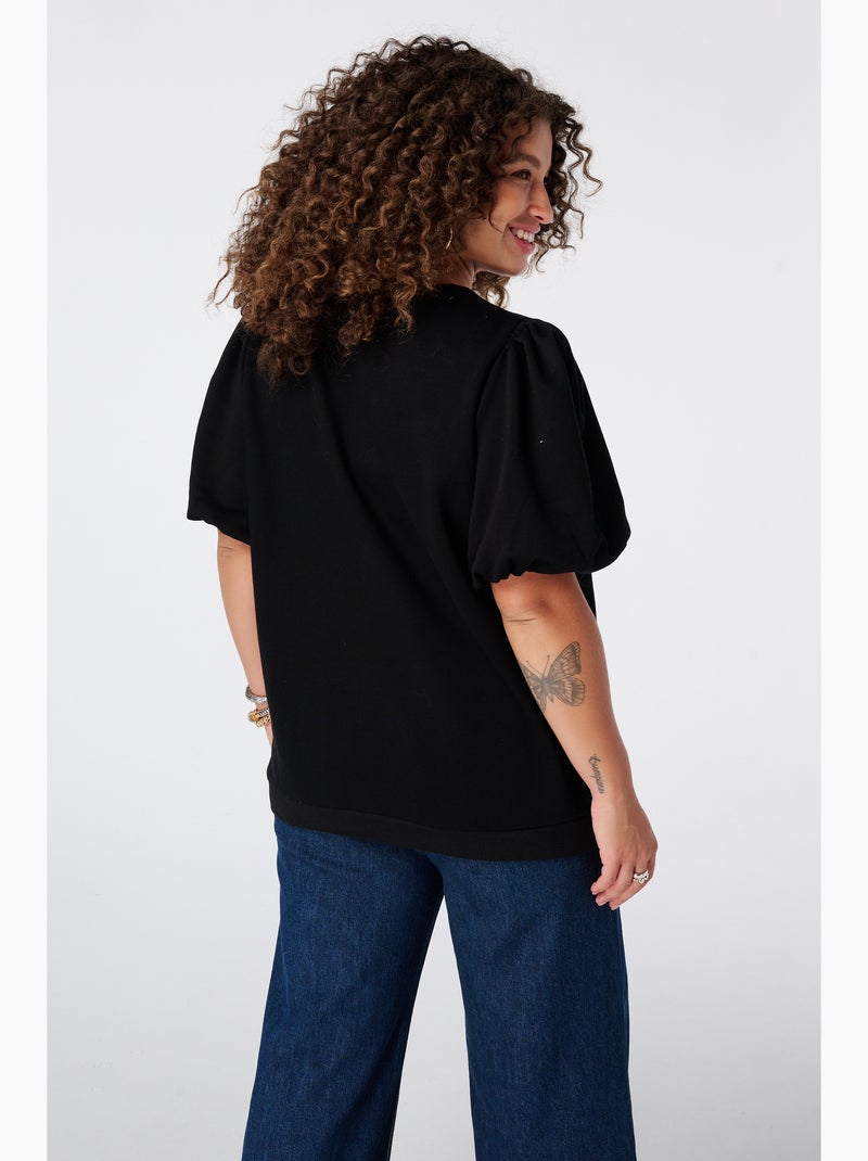 Ms mode sweat à manches bouffantes courtes Noir - Kiabi