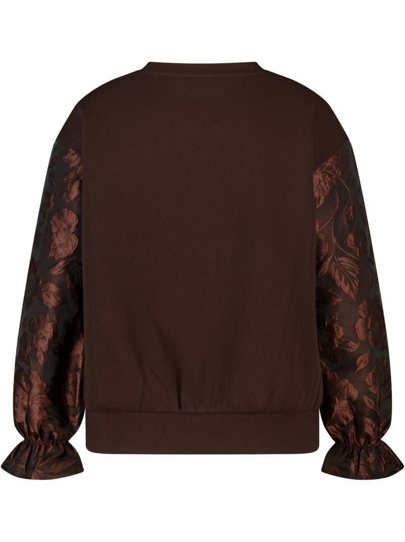 Ms mode sweat à manches jacquard Marron - Kiabi