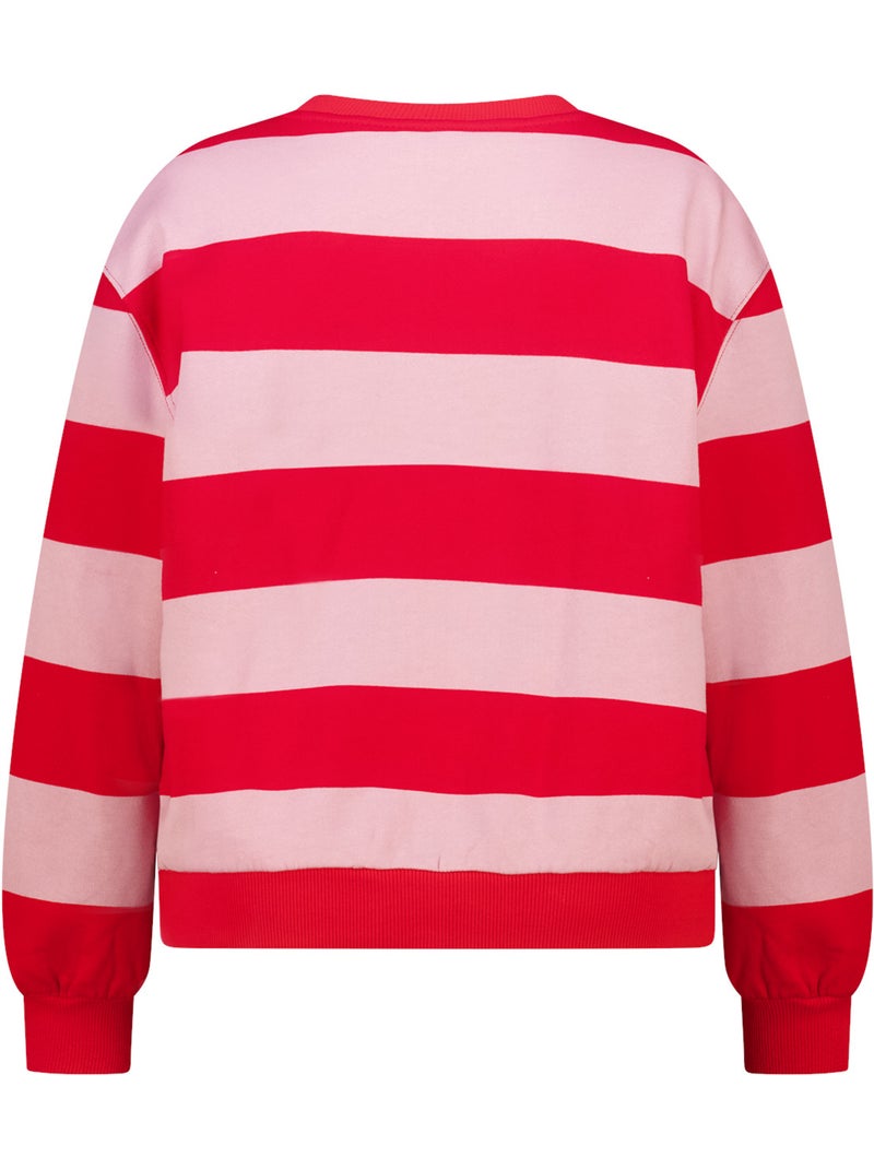Ms mode sweat rayé avec motif Rose rouge - Kiabi