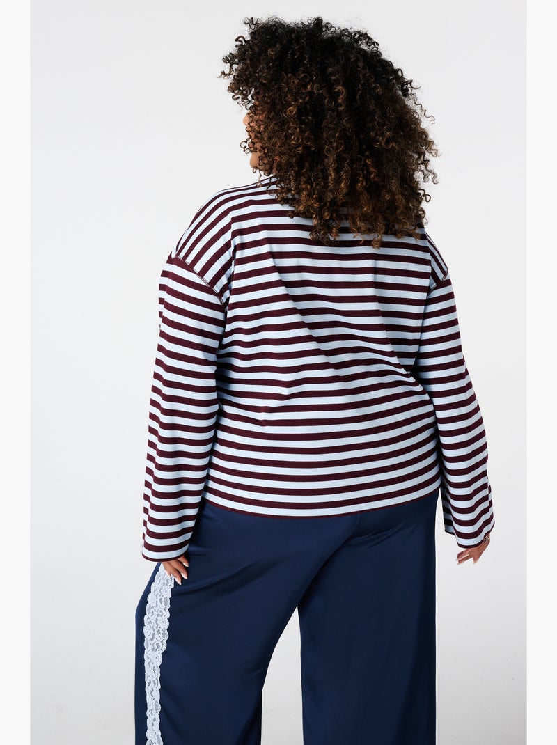 Ms mode t shirt à manches longues rayé Bleu Multicolore - Kiabi