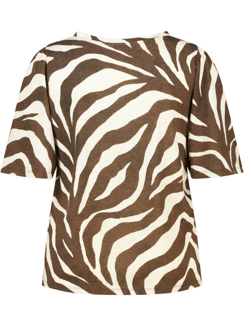 Ms mode t shirt avec col en v Nude - Kiabi