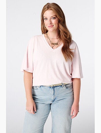 Ms mode t shirt avec col en v