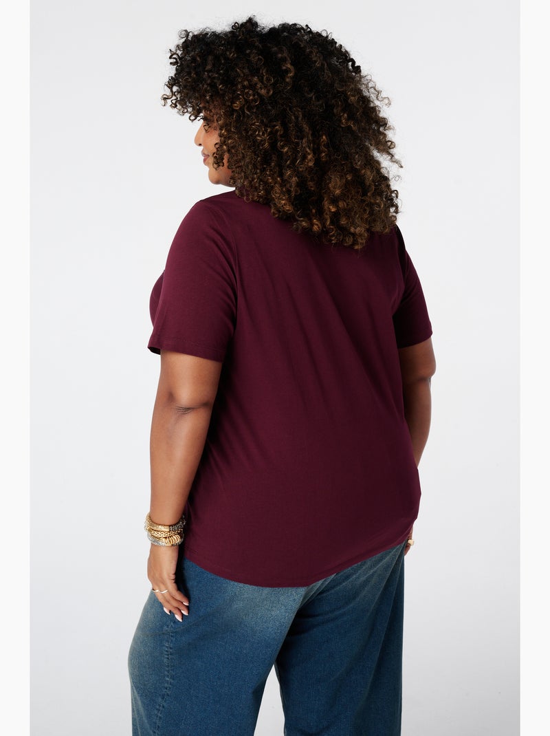 Ms mode t shirt avec perles Bordeaux - Kiabi