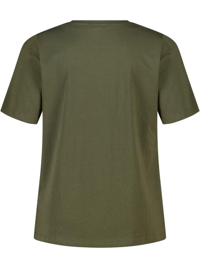 Ms mode t shirt avec perles Kaki - Kiabi