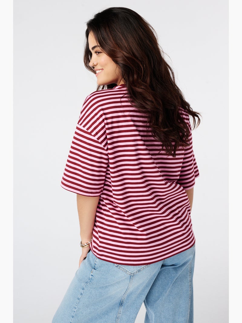 Ms mode t shirt rayé Rose/Multicolore - Kiabi