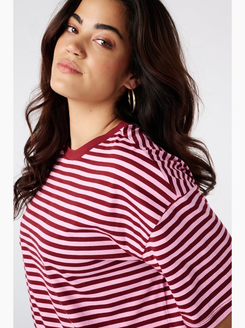 Ms mode t shirt rayé Rose/Multicolore - Kiabi