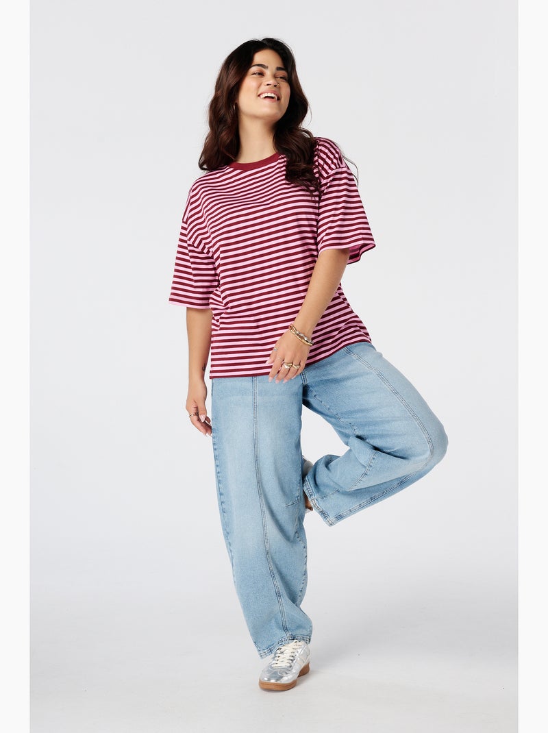 Ms mode t shirt rayé Rose/Multicolore - Kiabi