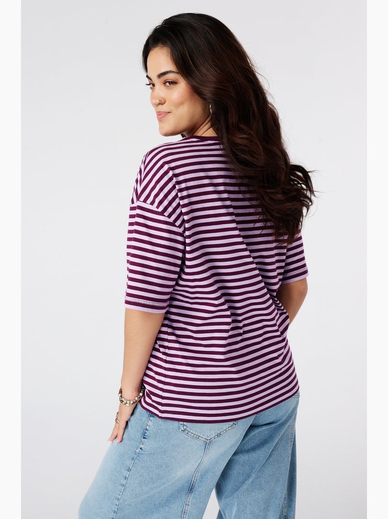 Ms mode t shirt rayé Violet clair - Kiabi