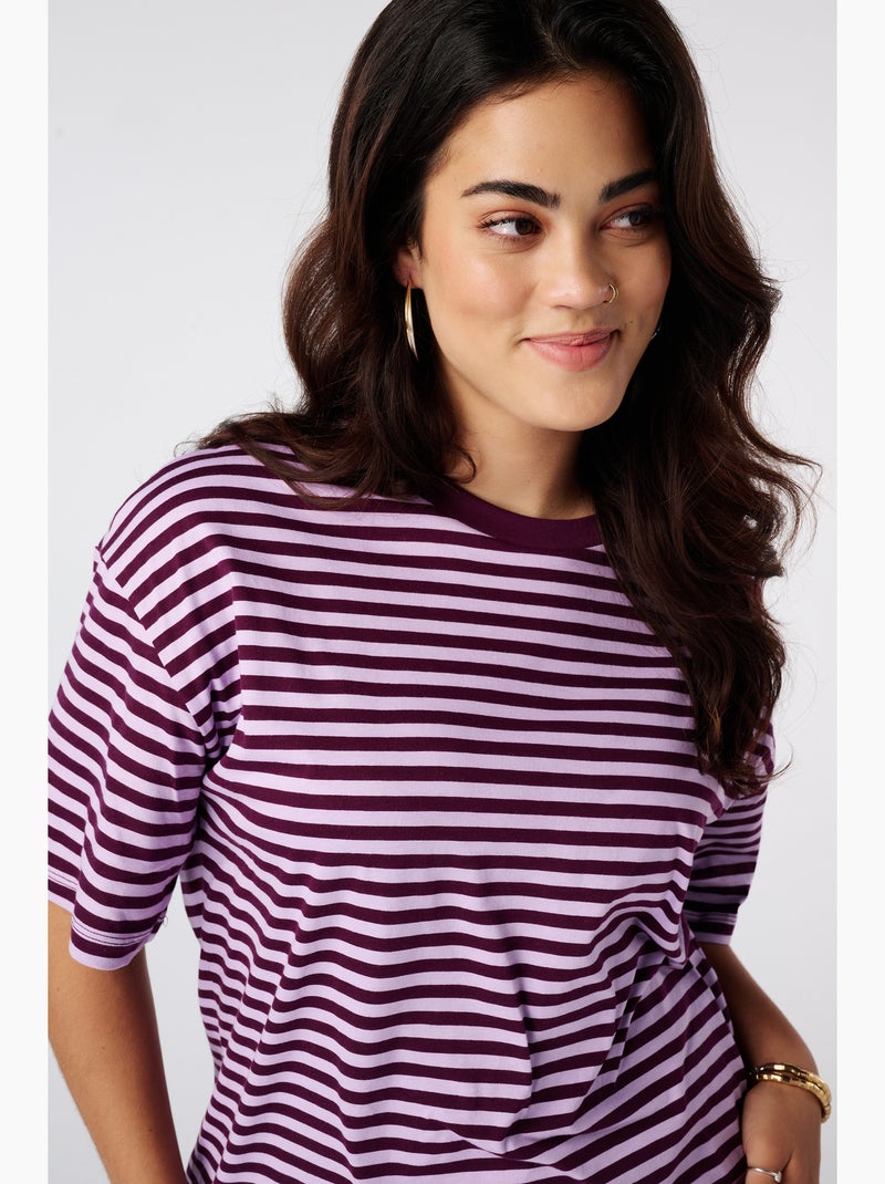 Ms mode t shirt rayé Violet clair - Kiabi