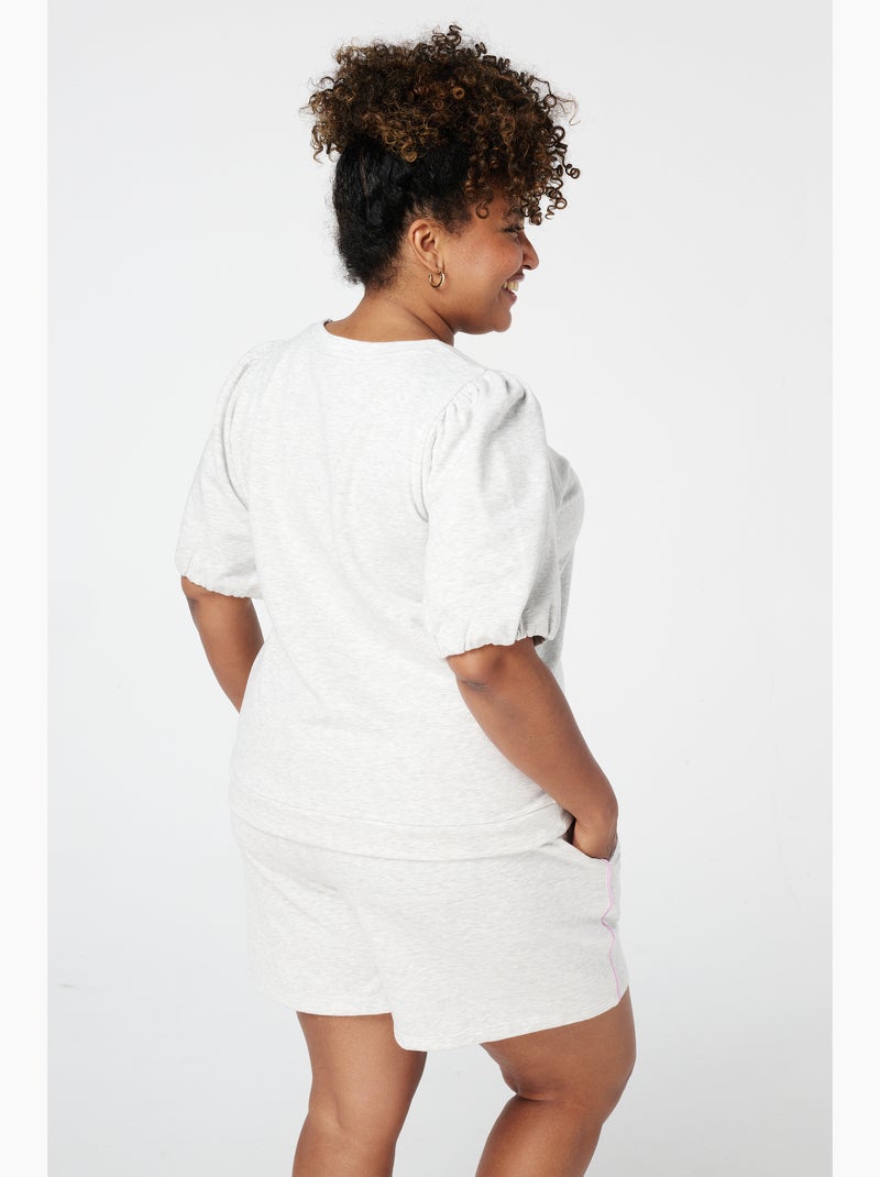 MS MODE T-shirt Sweat-shirt avec manches bouffantes Gris clair - Kiabi