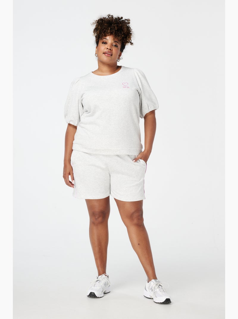 MS MODE T-shirt Sweat-shirt avec manches bouffantes Gris clair - Kiabi