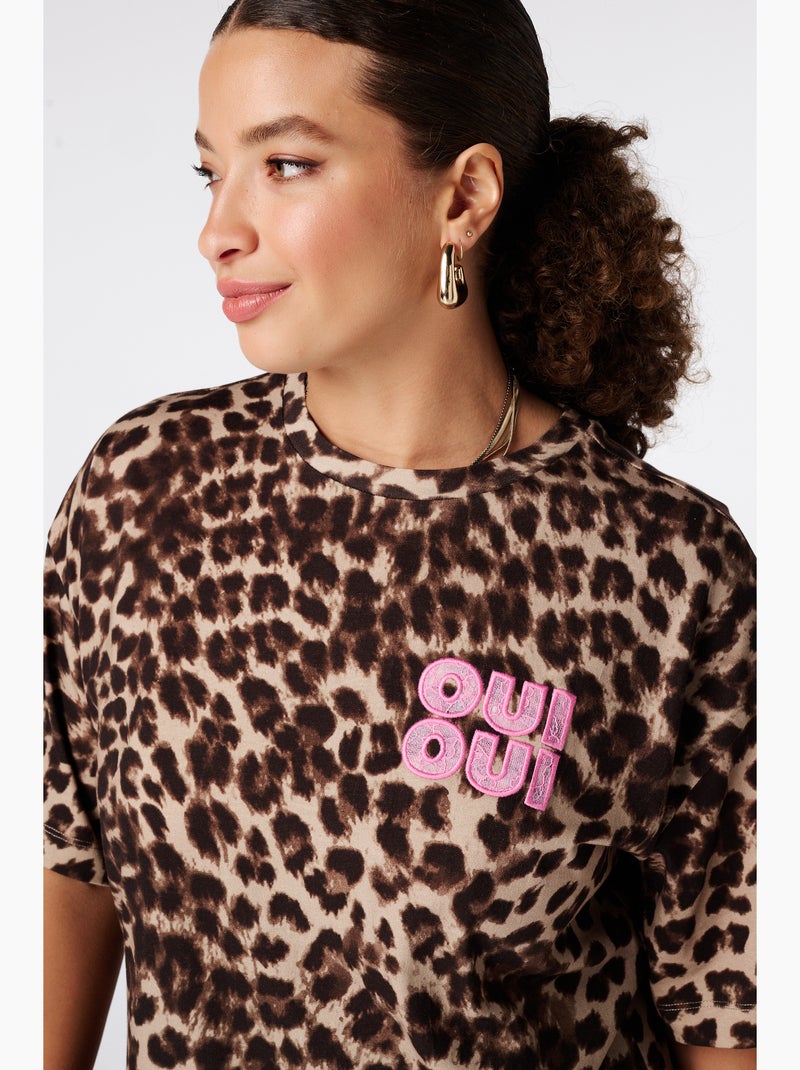 Ms Mode T-Shirt t shirt à imprimé animal Marron/Multicolore - Kiabi