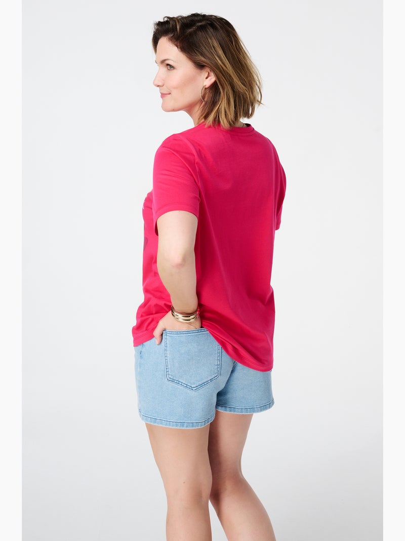 MS MODE T-shirt T-shirt à imprimé Rose fushia - Kiabi
