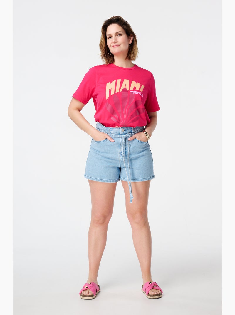 MS MODE T-shirt T-shirt à imprimé Rose fushia - Kiabi