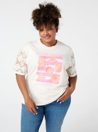 MS MODE T-shirt T-shirt à manches brodées