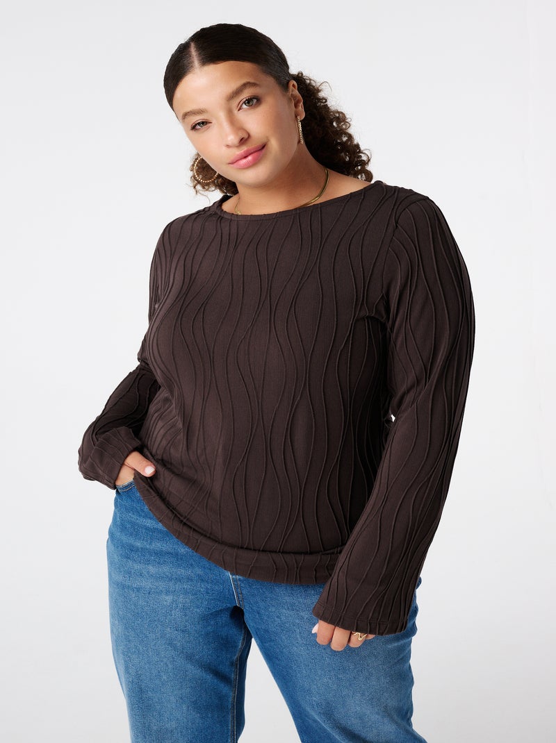 MS MODE T-shirt T-shirt à manches longues Marron chocolat - Kiabi
