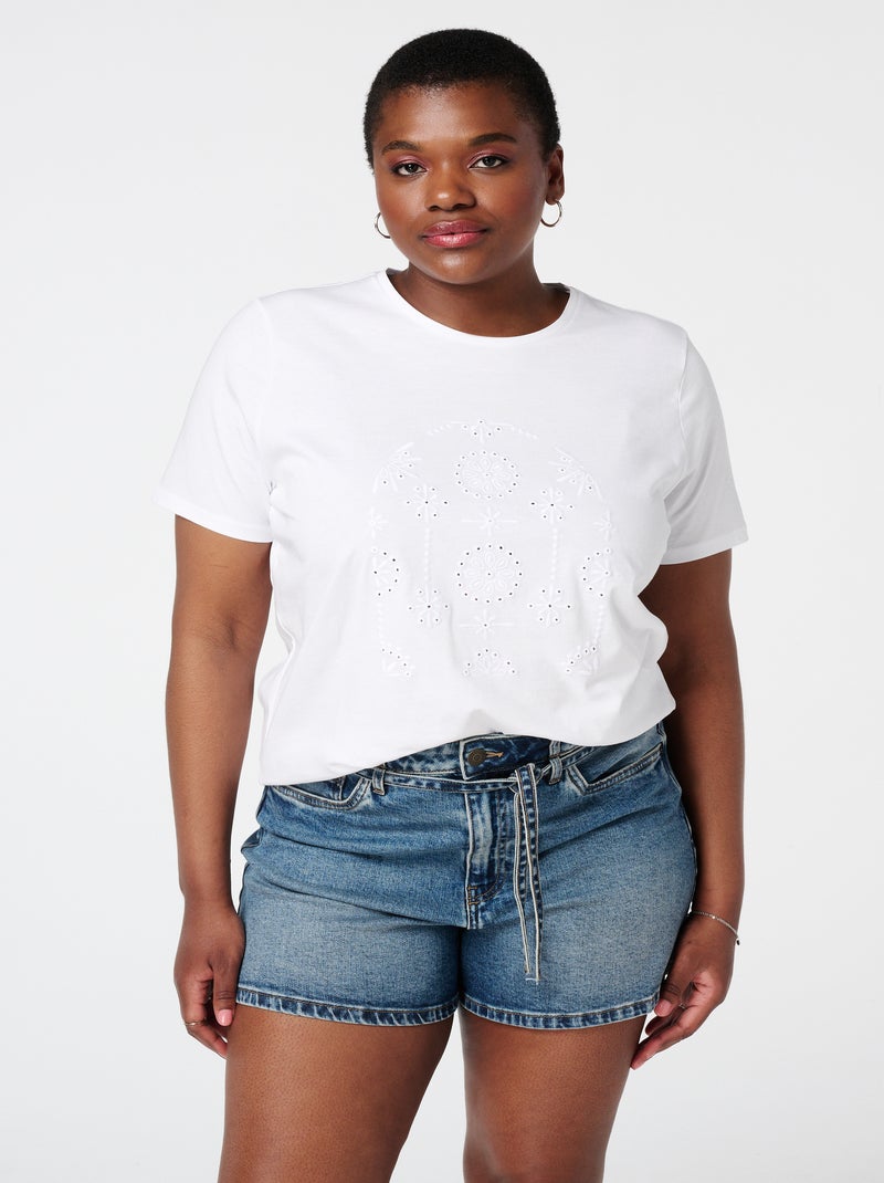 MS MODE T-shirt T-shirt avec broderie Blanc - Kiabi