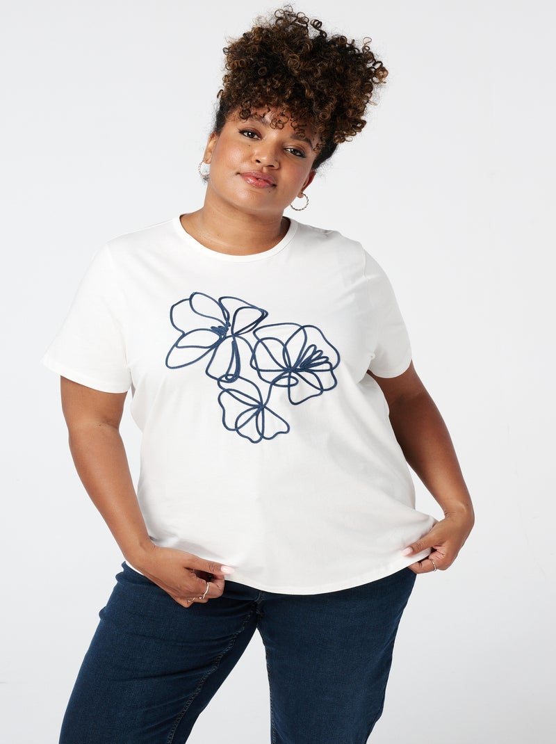 MS MODE T-shirt T-shirt avec broderie Blanc - Kiabi