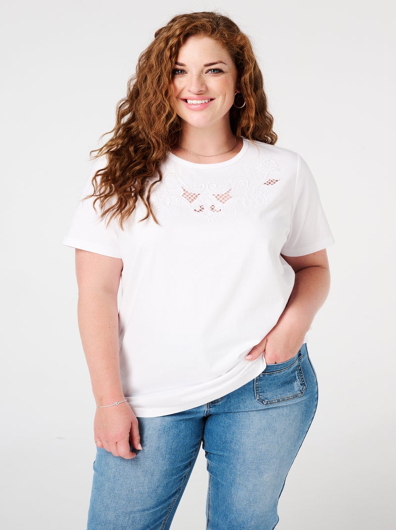 MS MODE T-shirt T-shirt avec broderie Blanc - Kiabi
