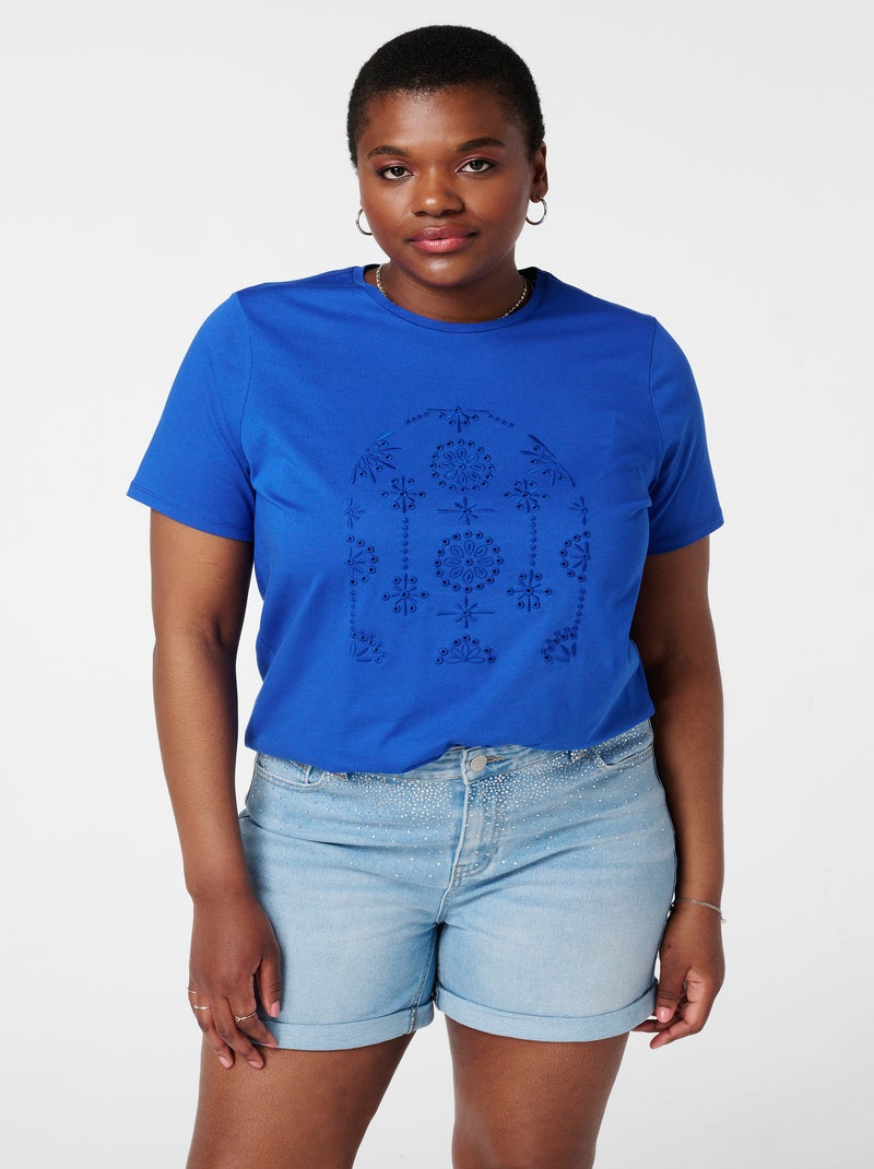 MS MODE T-shirt T-shirt avec broderie Bleu cobalt - Kiabi