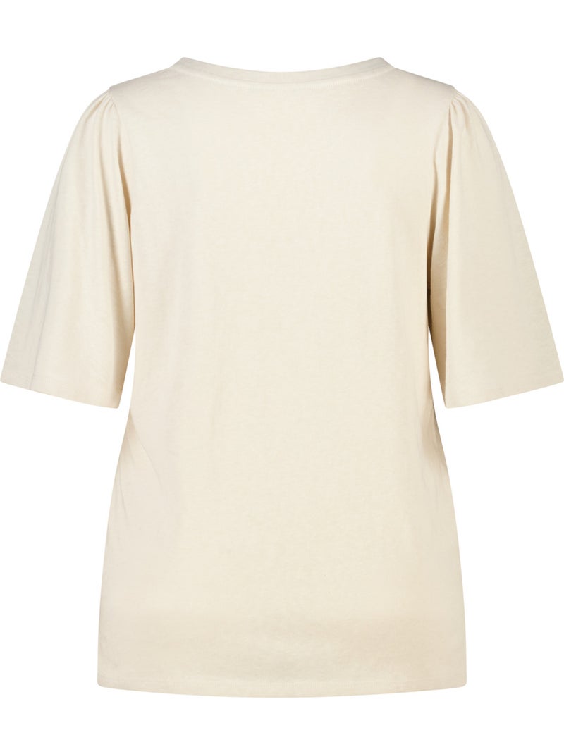 MS MODE T-shirt T shirt avec col en V Beige - Kiabi