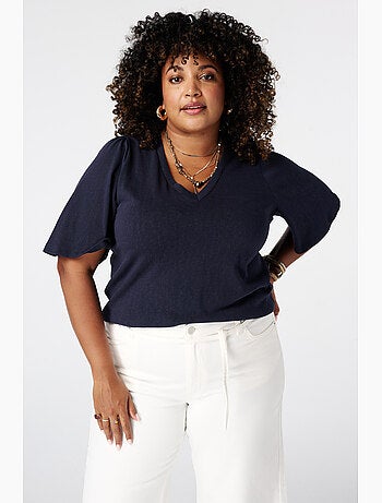 MS MODE T-shirt T shirt avec col en V