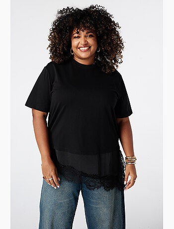 Ms Mode T-Shirt t shirt avec dentelle