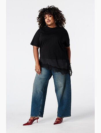 Ms Mode T-Shirt t shirt avec dentelle