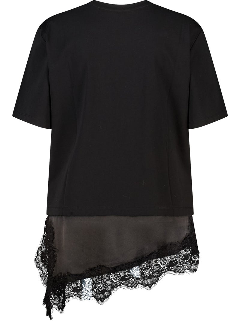 MS MODE T-shirt T shirt avec dentelle Noir - Kiabi