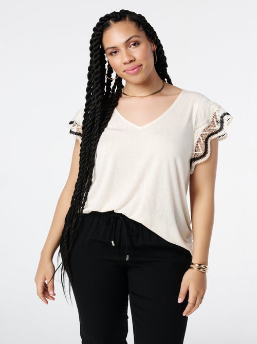 MS MODE T-shirt T-shirt avec détails en crochet - Kiabi