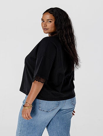 MS MODE T-shirt T-shirt avec détails en dentelle