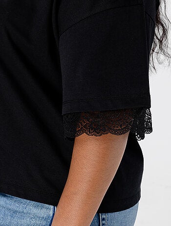 MS MODE T-shirt T-shirt avec détails en dentelle
