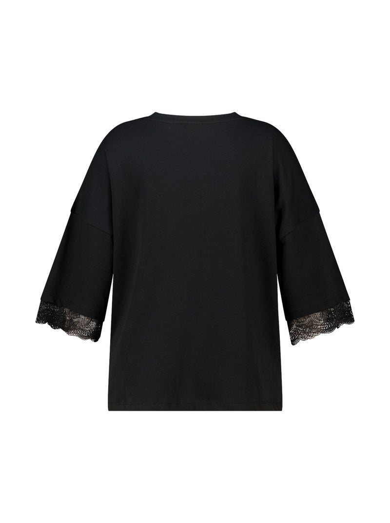 MS MODE T-shirt T-shirt avec détails en dentelle Noir - Kiabi