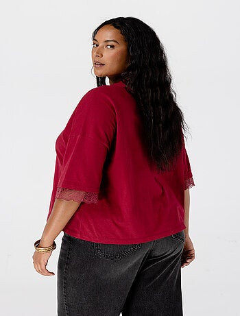 MS MODE T-shirt T-shirt avec détails en dentelle