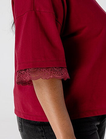 MS MODE T-shirt T-shirt avec détails en dentelle